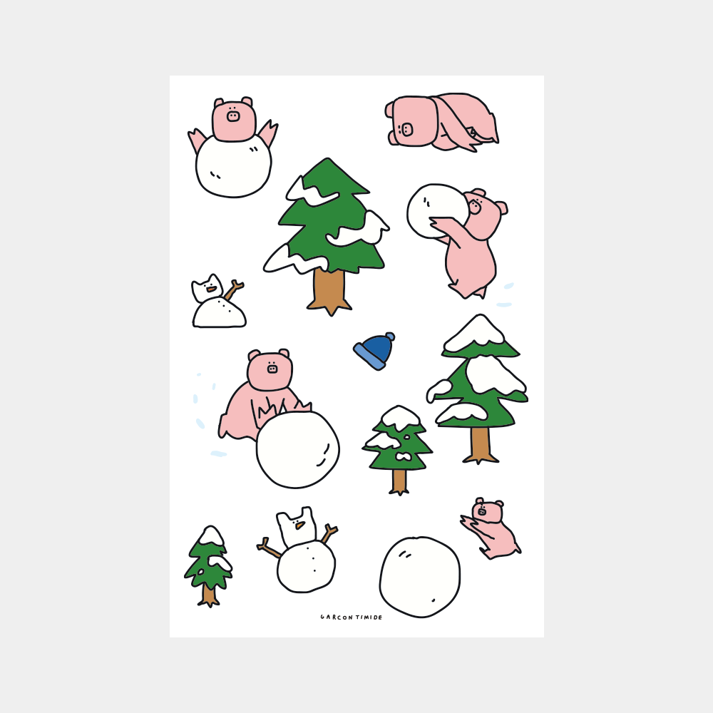 리무버블 크리스마스 눈사람 만들기 스티커